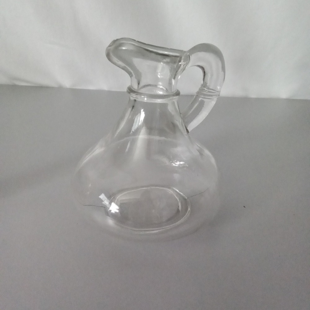 Clear Glass Cruet Small Pitcher Oil Vinegar Dispenser 4.5 Inch Bud Vase